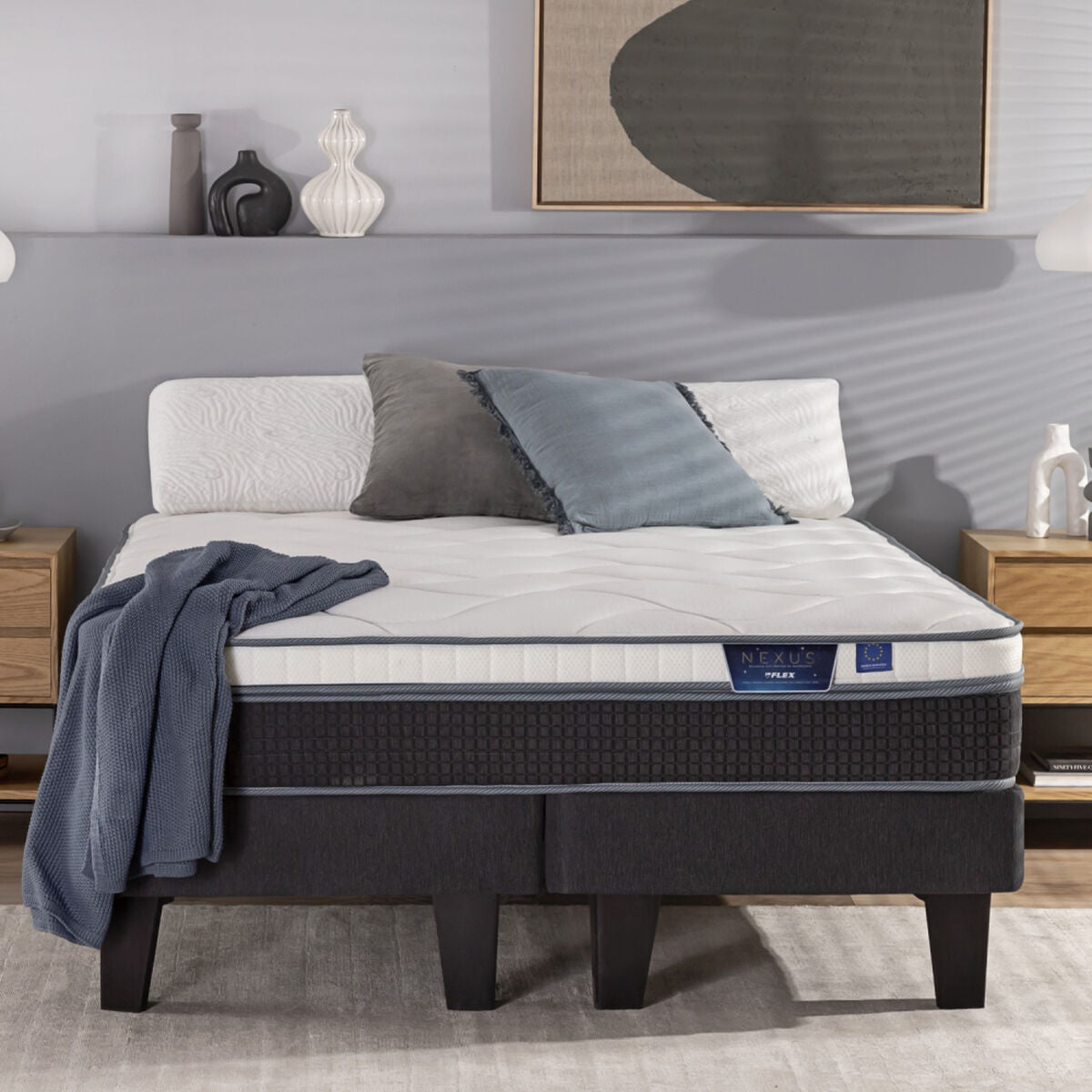 Cama Europea Flex 1,5 Plazas Nexus + Respaldo Modern