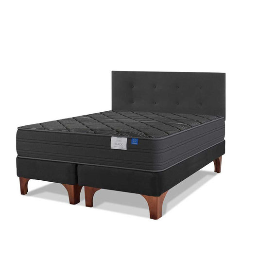 Cama Europea Flex Base Dividida King Black + Respaldo Royal