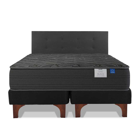 Cama Europea Flex Base Dividida King Black + Respaldo Royal