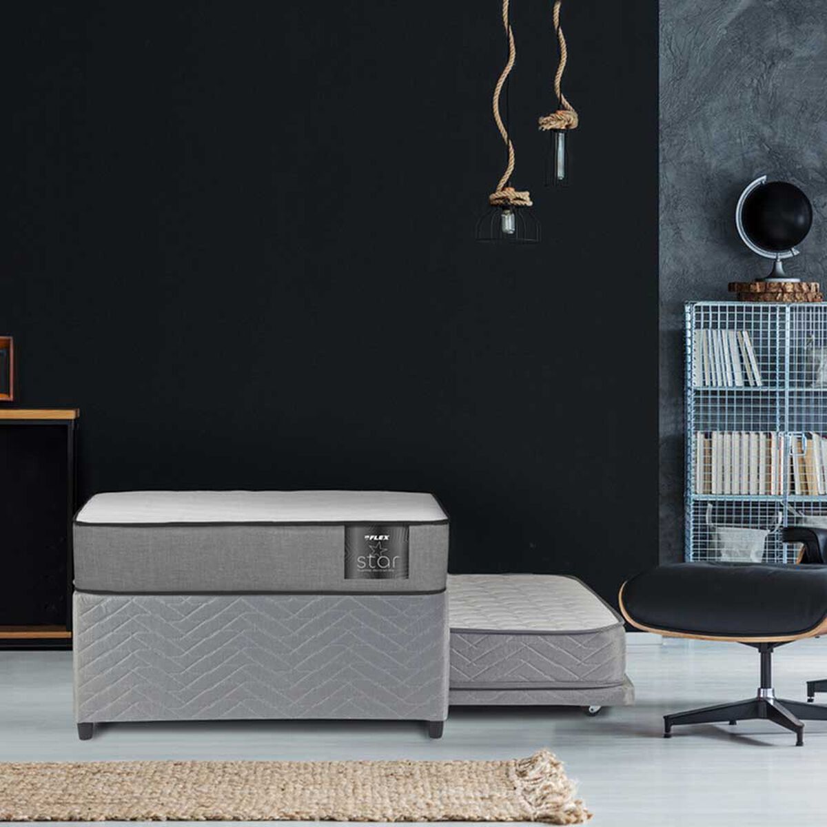 Diván Flex 1 Plaza Star + Respaldo Royal