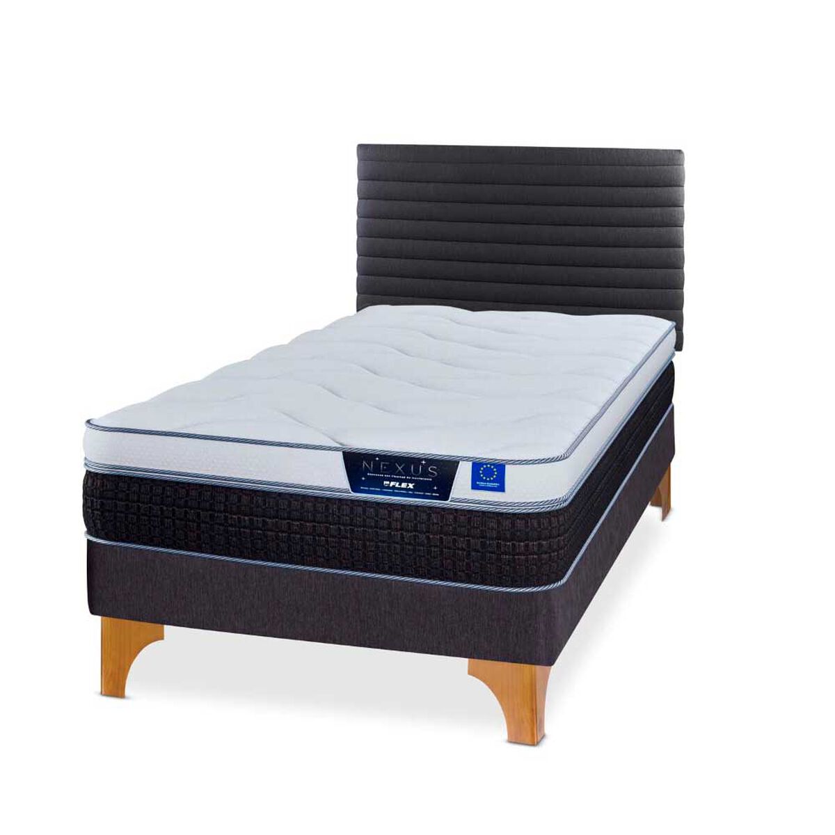 Cama Europea Flex 1,5 Plazas Nexus + Respaldo Modern
