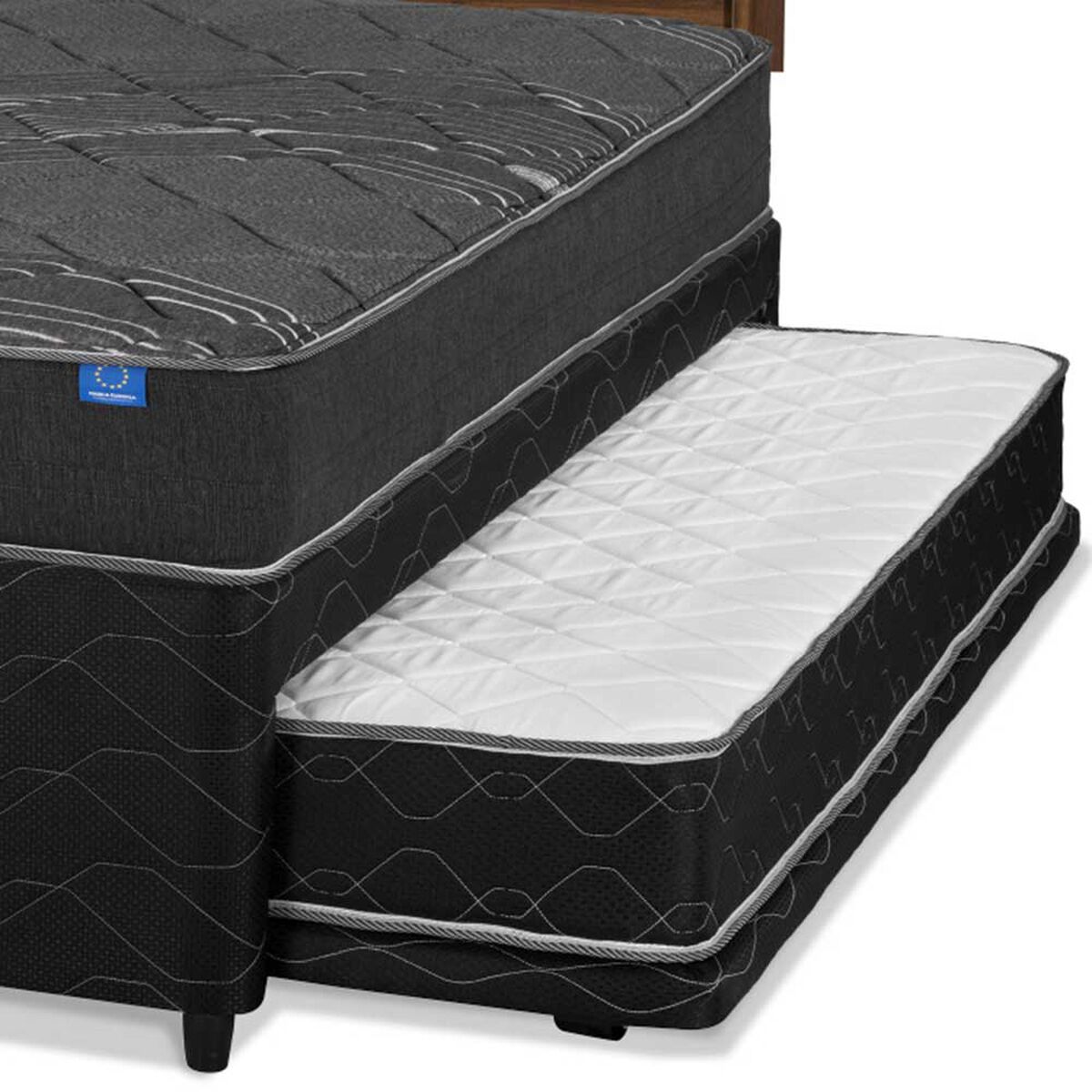 Cama Nido Flex 1,5 Plazas Black + Respaldo Royal