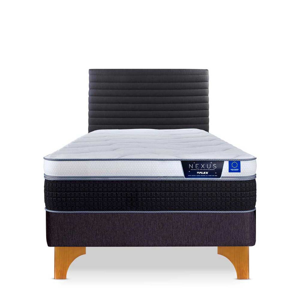 Cama Europea Flex 1,5 Plazas Nexus + Respaldo Modern