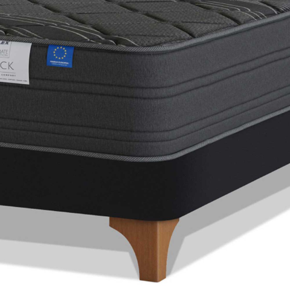Cama Europea Flex Base Dividida 2 Plazas Black + Respaldo