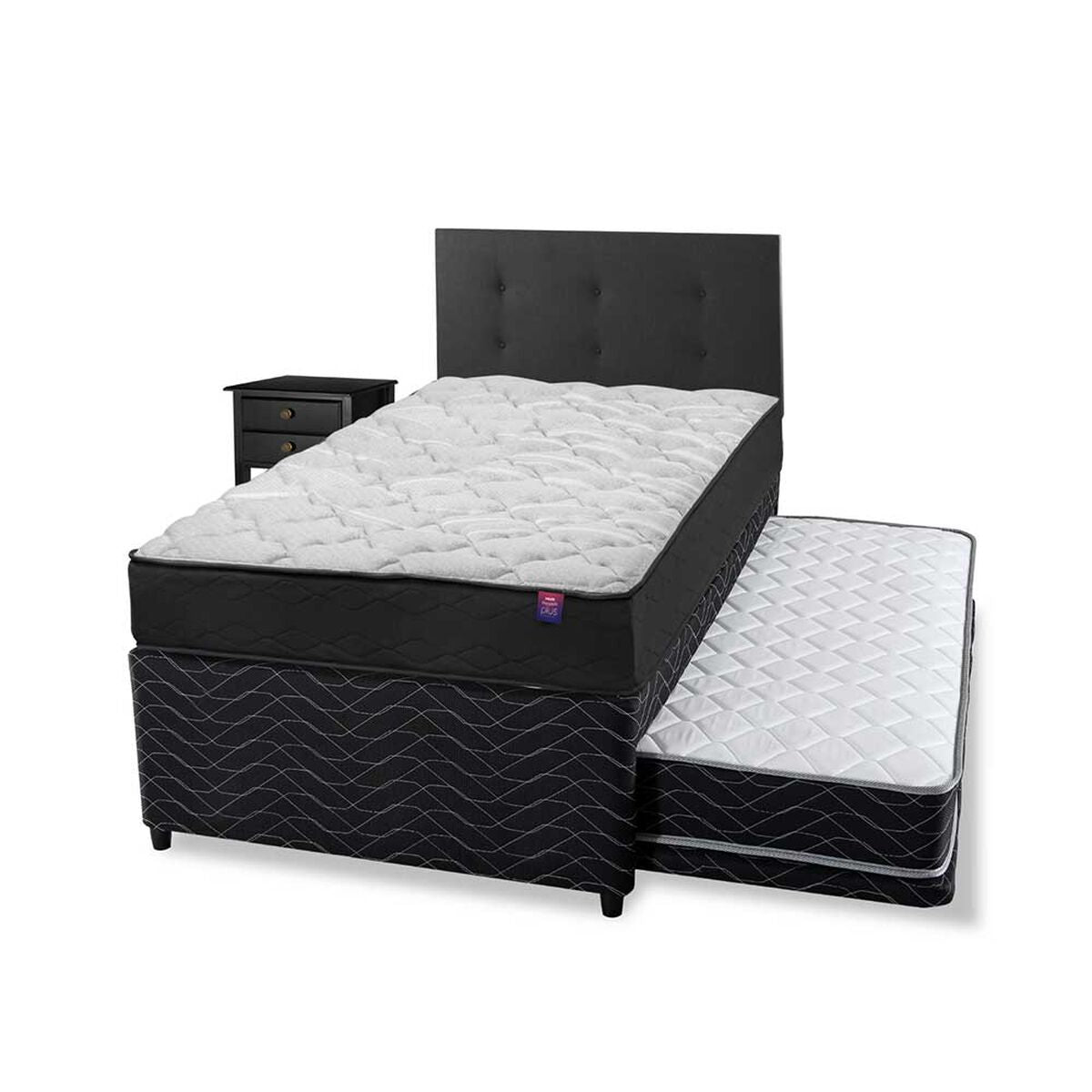 Cama Nido Flex 1,5 Plazas Therapedic Plus + Respaldo + Velador