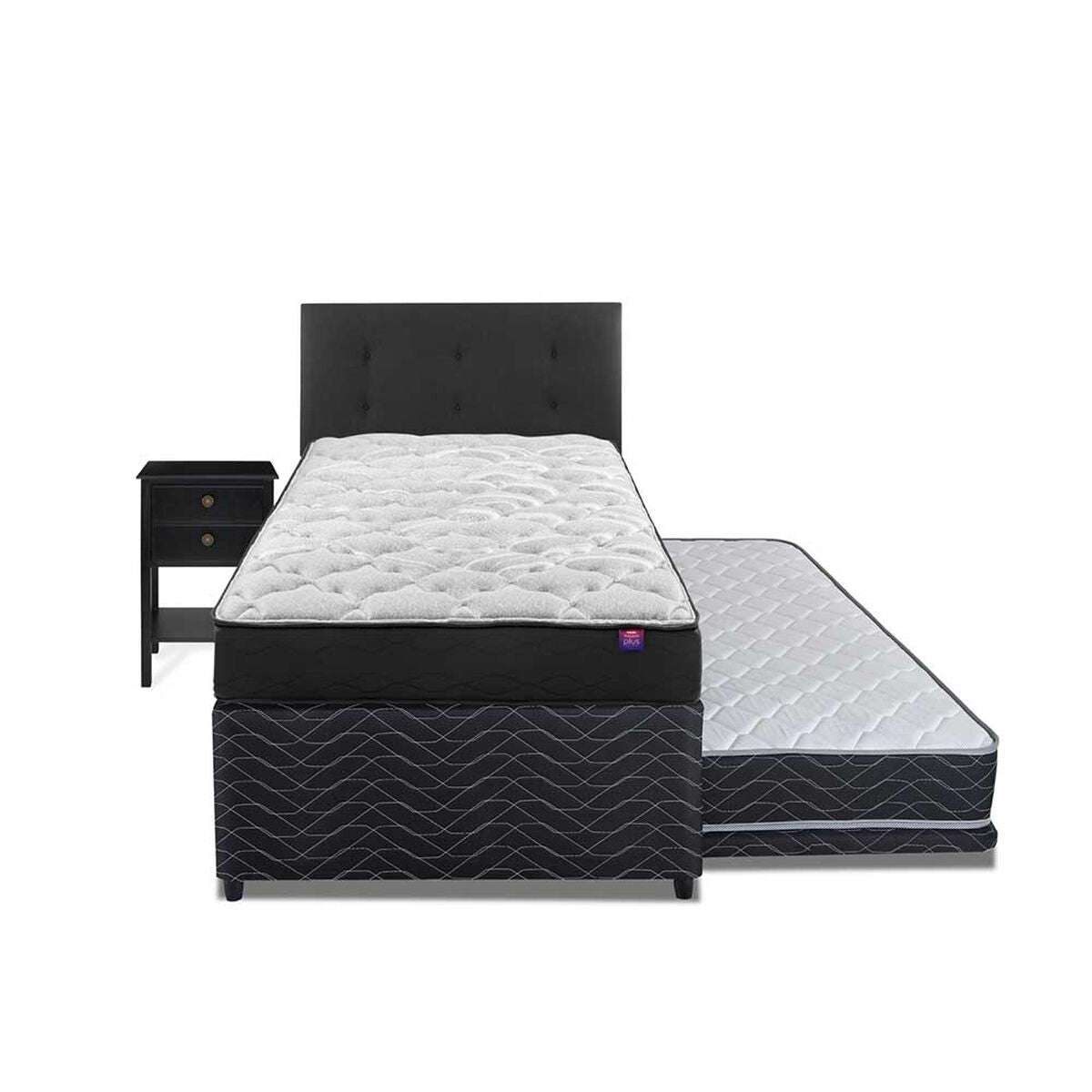 Cama Nido Flex 1,5 Plazas Therapedic Plus + Respaldo + Velador